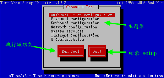 setup 的指令執行畫面示意圖 setup 的指令執行畫面示意圖