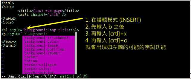 vim 的挑字補全功能 vim 的挑字補全功能