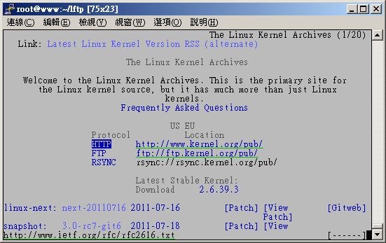 使用 links 查詢網頁資料的顯示結果 使用 links 查詢網頁資料的顯示結果