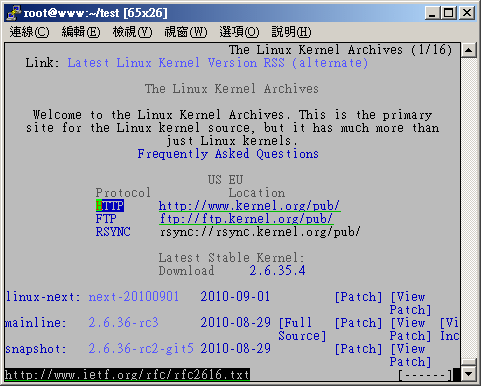 使用 links 查詢網頁資料的顯示結果 使用 links 查詢網頁資料的顯示結果