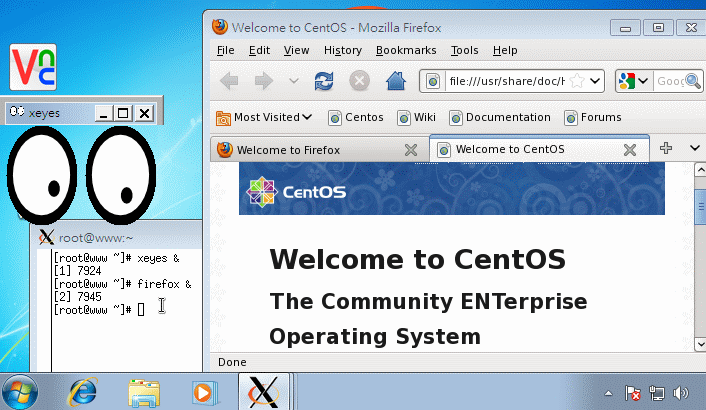 Windows 桌面出現的 X client 程式 Windows 桌面出現的 X client 程式