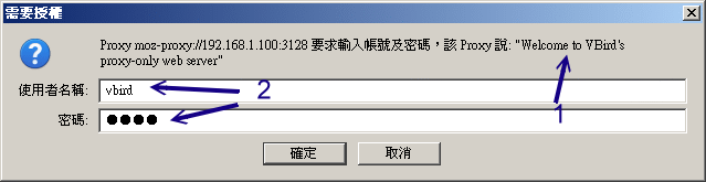 使用 proxy 需驗證的示意圖 使用 proxy 需驗證的示意圖