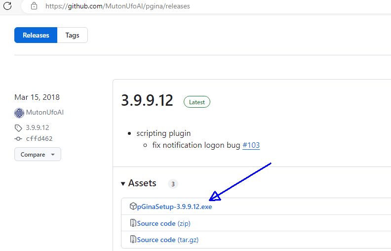 圖 11.2.5-1、pGina 下載的版本與檔案 圖 11.2.5-1、pGina 下載的版本與檔案
