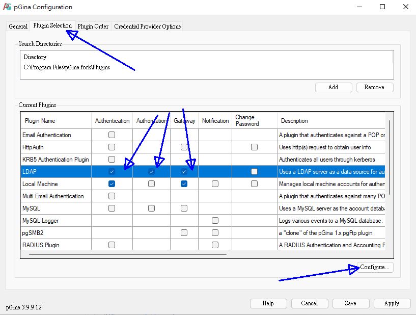 圖 11.2.5-4、pGina 選擇 LDAP 作為驗證方式 圖 11.2.5-4、pGina 選擇 LDAP 作為驗證方式